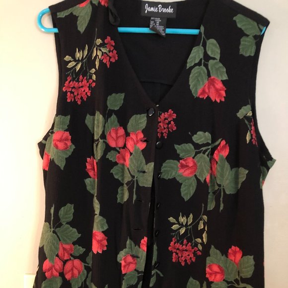 Jamie Brooke black and floral jumpsuit Size 16 - Picture 3 of 11